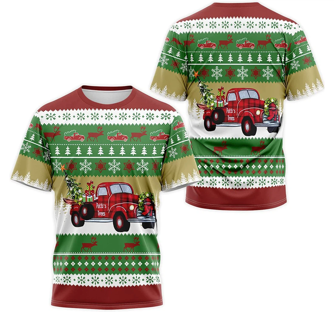 T-Shirt, Hoodie - Red Truck Christmas Patti's Trees 3D Printed