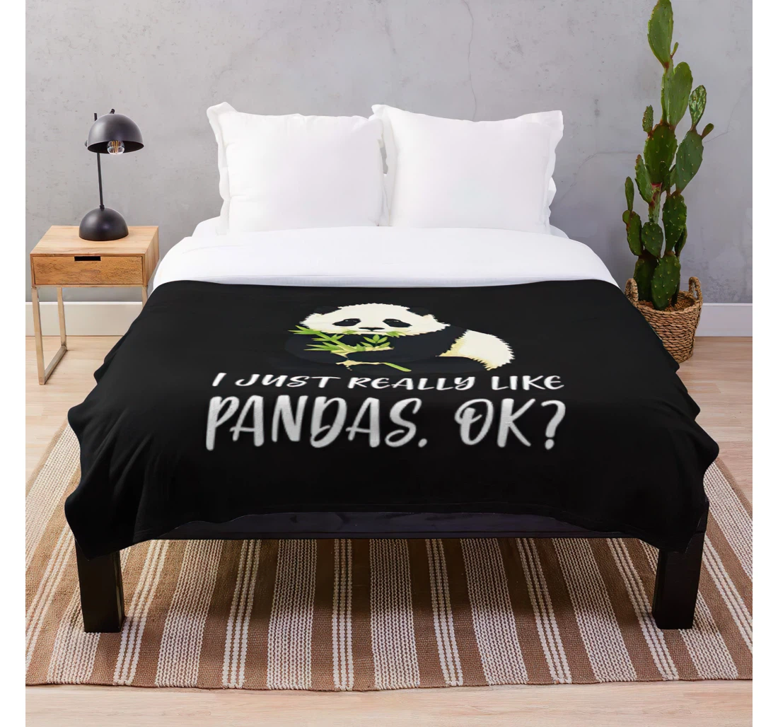 Throw Blanket, Quilt - Animals Pandas Funny Lover Panda Sarcasm Memes Sarcastic Customize Sherpa Fleece