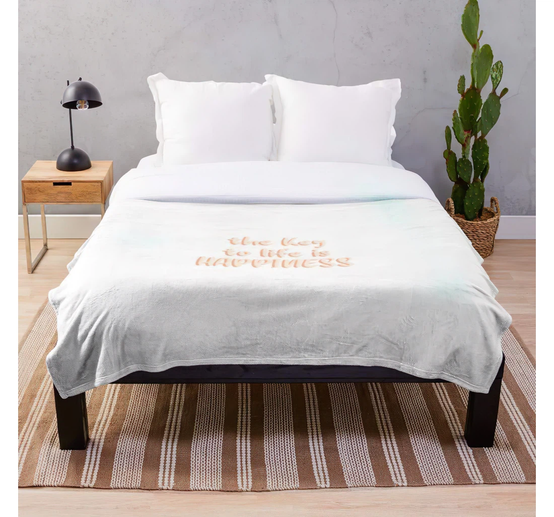 Throw Blanket, Quilt - Happiness Happy Quotes Cute Customize Sherpa Fleece