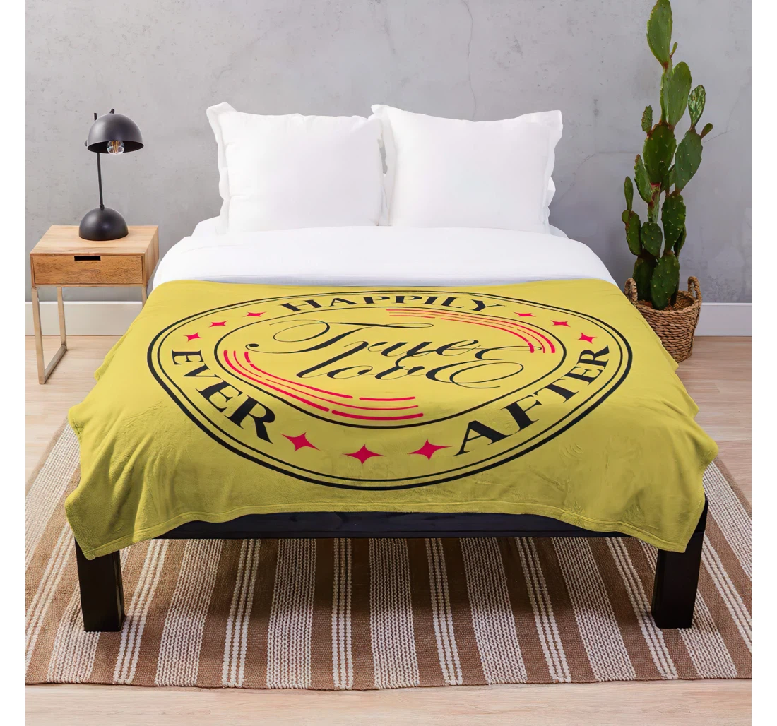 Throw Blanket, Quilt - After Quotes Love True Happily Ever Married Just Marriage Customize Sherpa Fleece