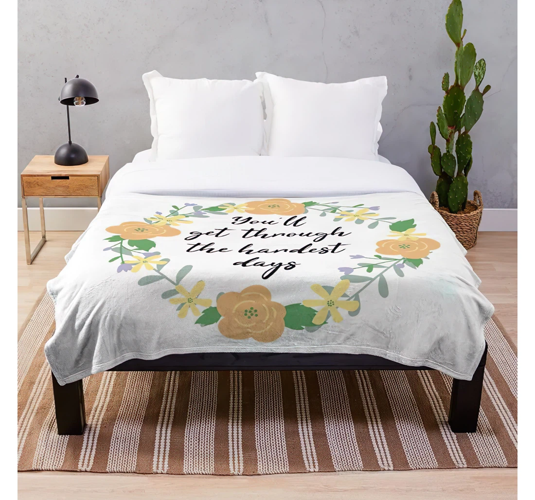Throw Blanket, Quilt - Quotes Funny Anxiety Unique Uplifting Overthinking Customize Sherpa Fleece