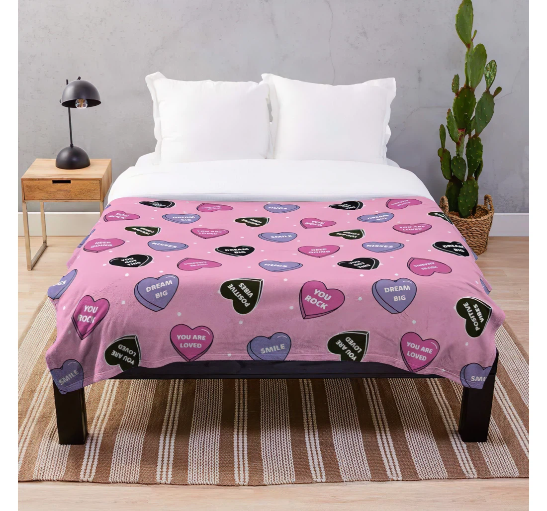 Throw Blanket, Quilt - Positive Cute Trend Motivate Candy Sweets Cool Inspirational Customize Sherpa Fleece