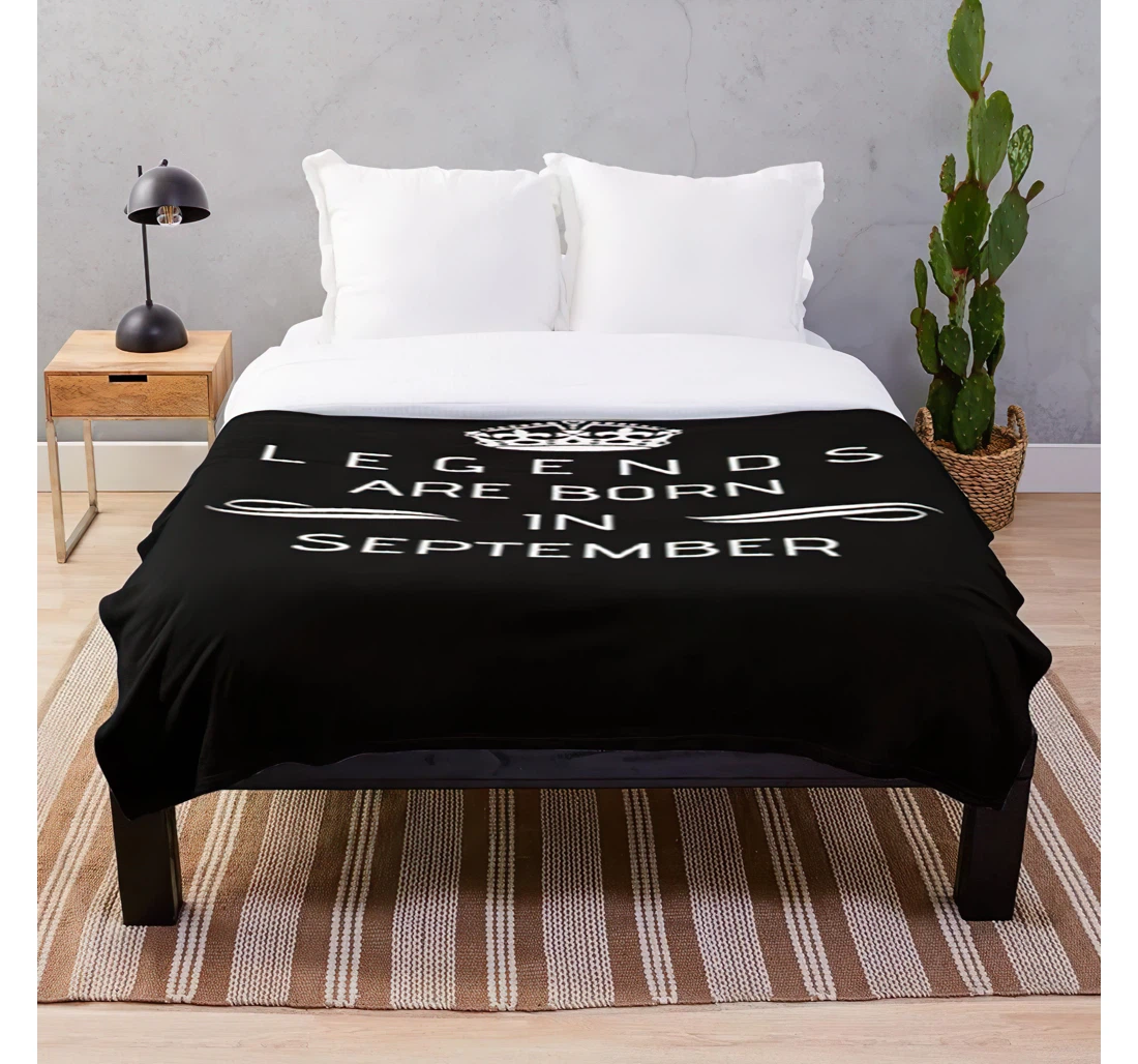 Throw Blanket, Quilt - September Quotes Customize Sherpa Fleece