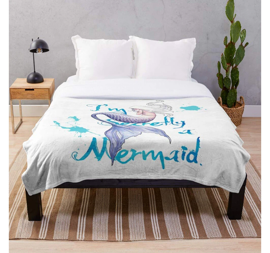 Throw Blanket, Quilt - Bathroom A Art Secretly Actually Sea Quote Life Mermaid Nautical Coastal Sayings- Premium Silky Smooth Printed Micro Used Home Beds Sofas Bedrooms Sherpa Fleece