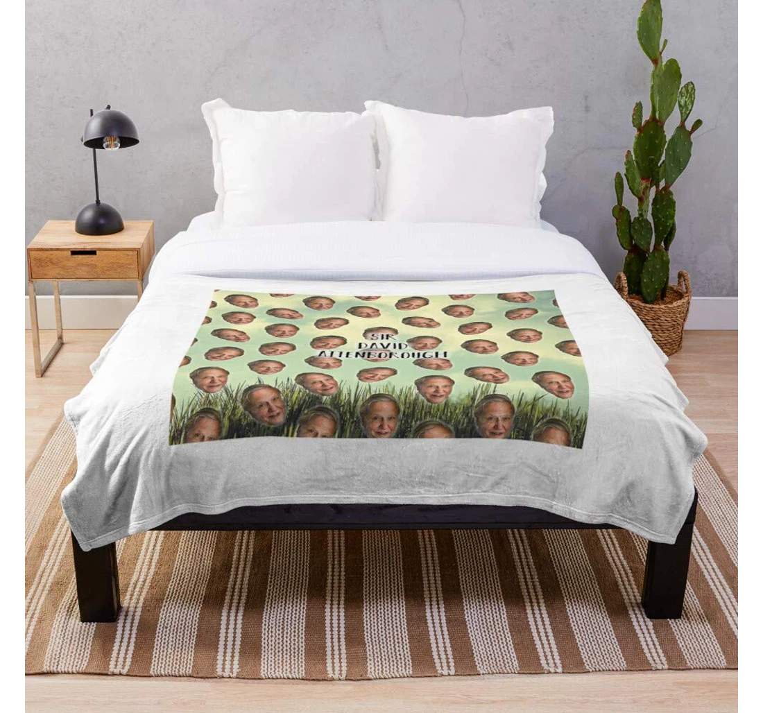 Throw Blanket, Quilt - Blue Animal David Sir Global Lover Planet Attenborough Warming Animal- Micro - Woven- Digital Printed Bedroom I Sherpa Fleece
