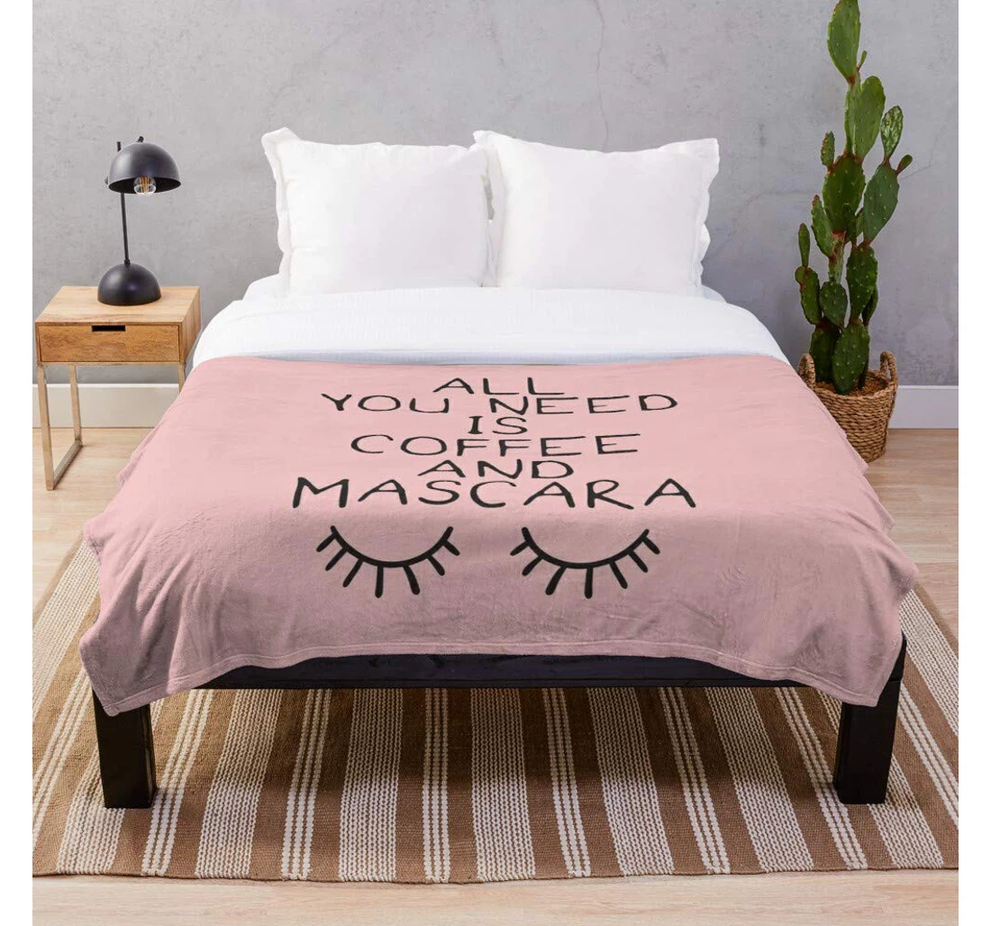 Throw Blanket, Quilt - Up Style Coffee Beauty Love Cute Make Makeup Female Fashion Micro - Woven- Digital Printed Bedroom I Customize Sherpa Fleece