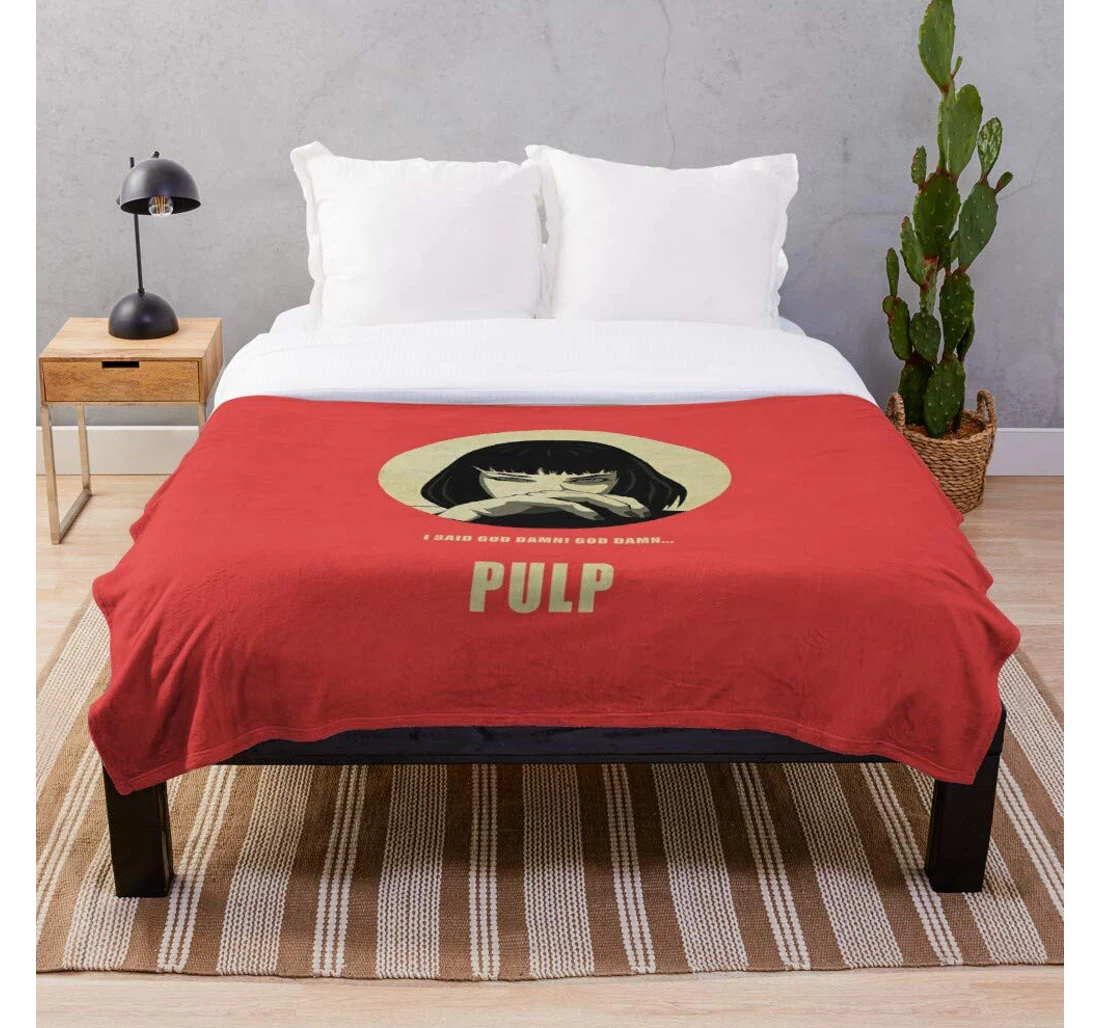 Throw Blanket, Quilt - Tarantino 90s Movies Uma Fiction Quentin Thurman Pulp Movies Printed Durable - Woven- Bedroom Living Rooms I Customize Sherpa Fleece