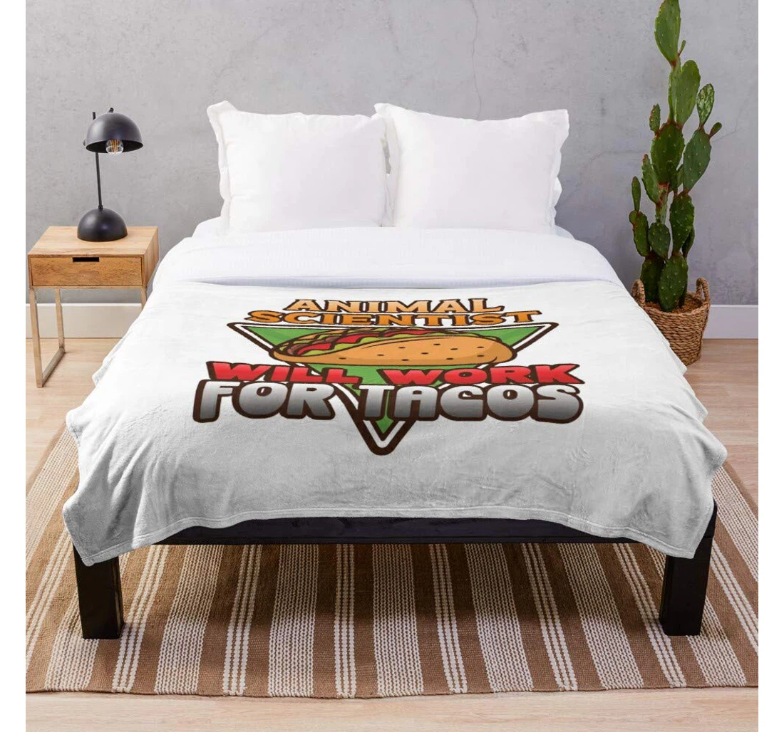 Throw Blanket, Quilt - Animal Scientist Food Steak Tacos Mexican Tuesday Pork Will Fast Taco Work Animal- Micro - Woven- Digital Printed Sherpa Fleece