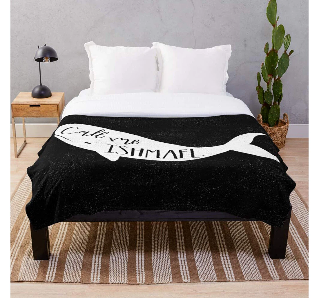 Throw Blanket, Quilt - Lettering Drawing And Black Ink Quote White Books Literature Whale Handlettering Animal- Micro - Woven- Digital Printed Living Roo Sherpa Fleece
