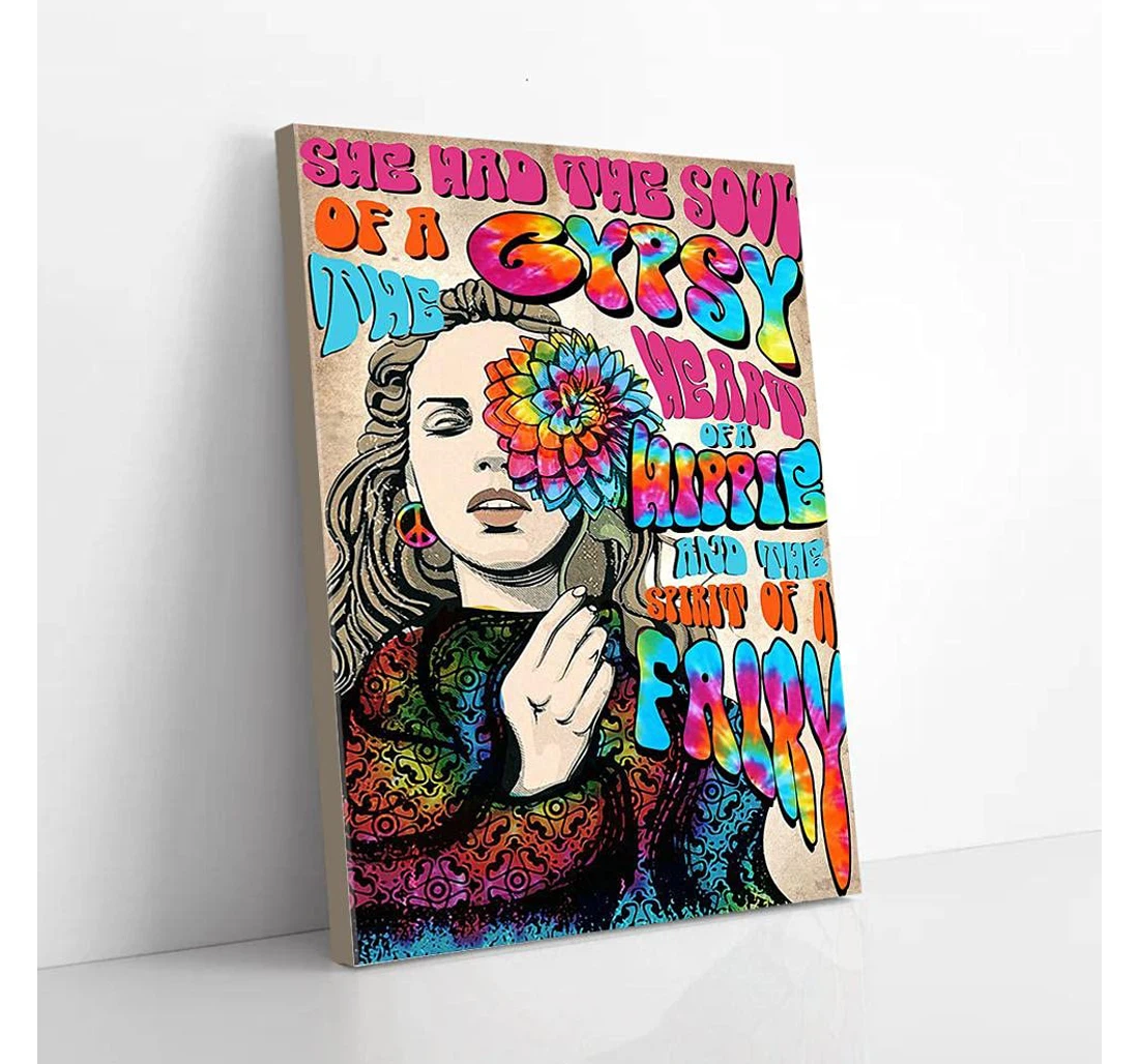 Poster, Canvas - She Had The Soul Of A Gypsy Hippie Gifts Print Framed Wall Art