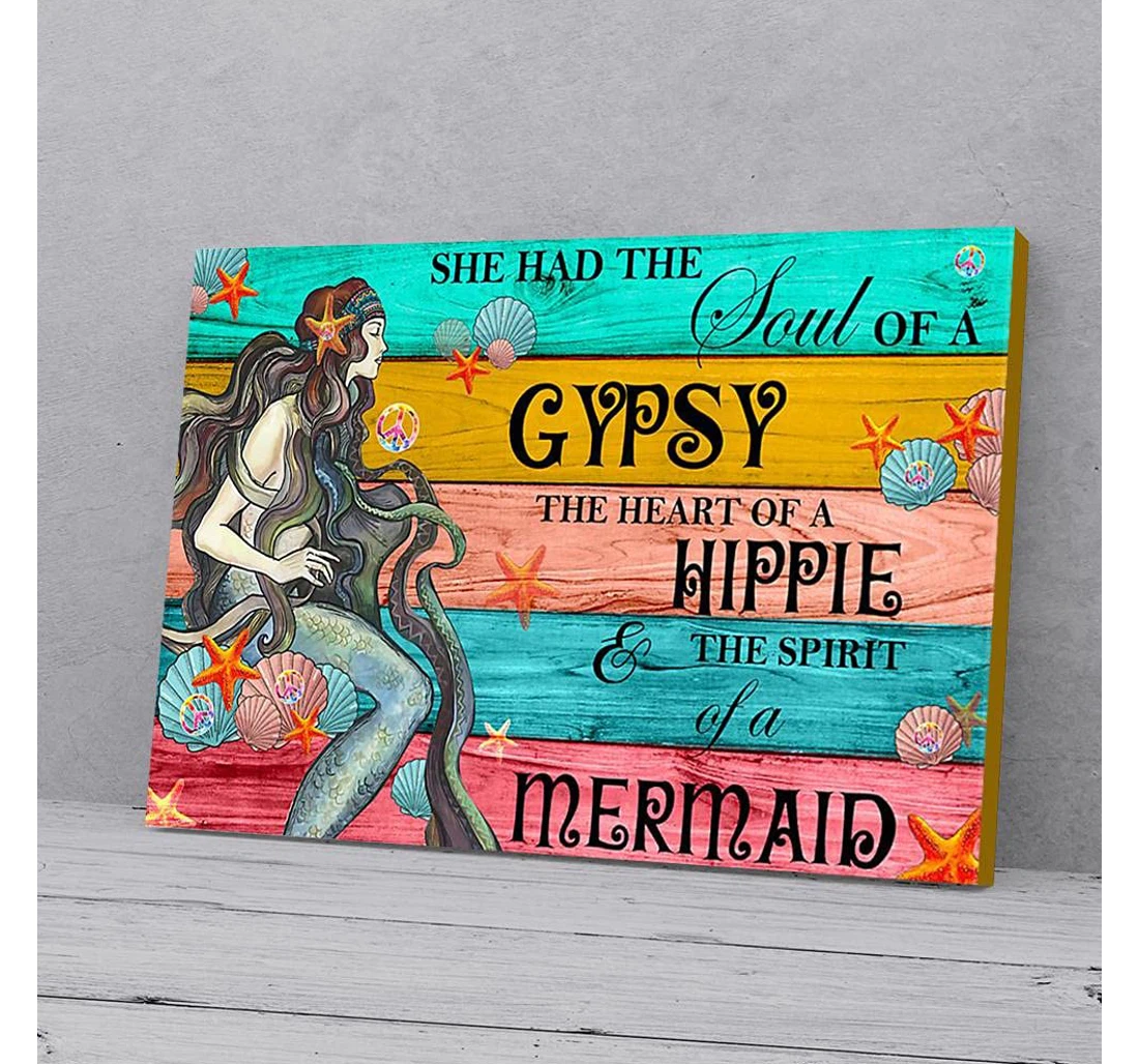 Poster, Canvas - Hippie Mermaid Gifts Print Framed Wall Art