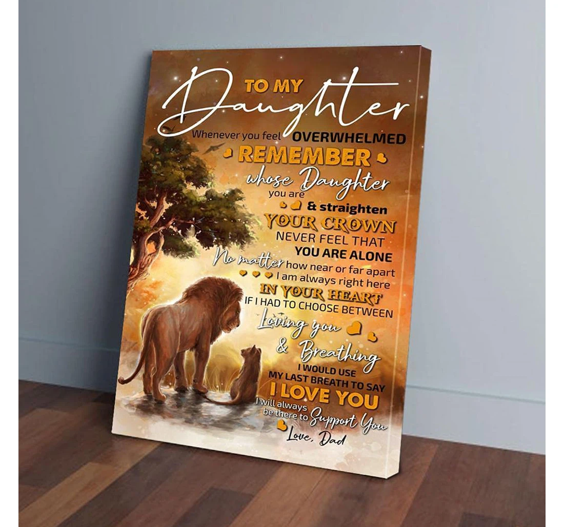 Poster, Canvas - To My Daughter Dad Lion Gifts Print Framed Wall Art