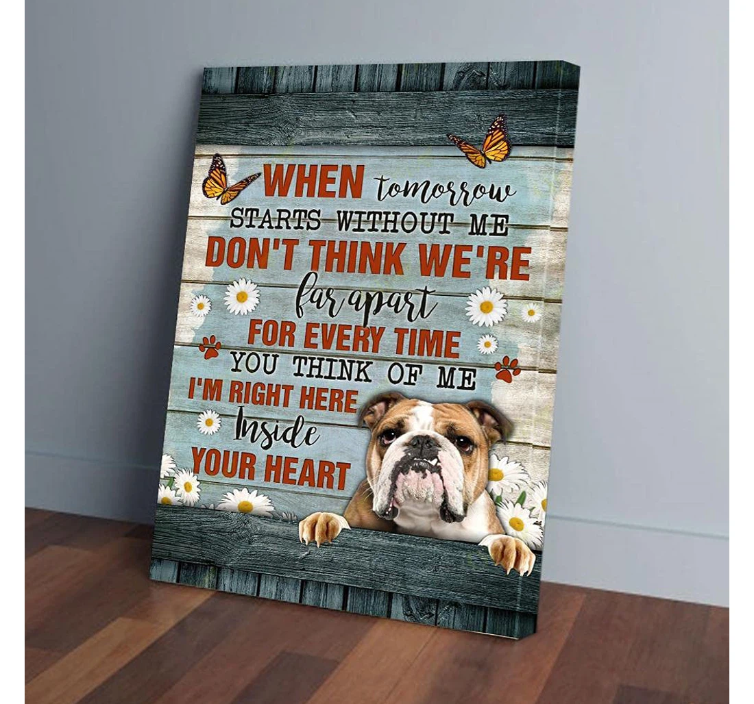 Poster, Canvas - Daisy Butterflies English Bulldog Gifts Print Framed Wall Art