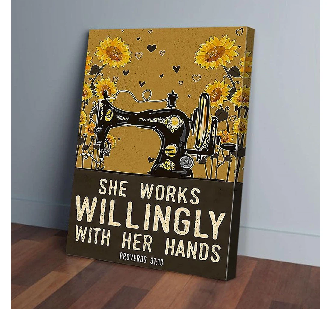 Poster, Canvas - Sunflower Sewing Gifts Print Framed Wall Art