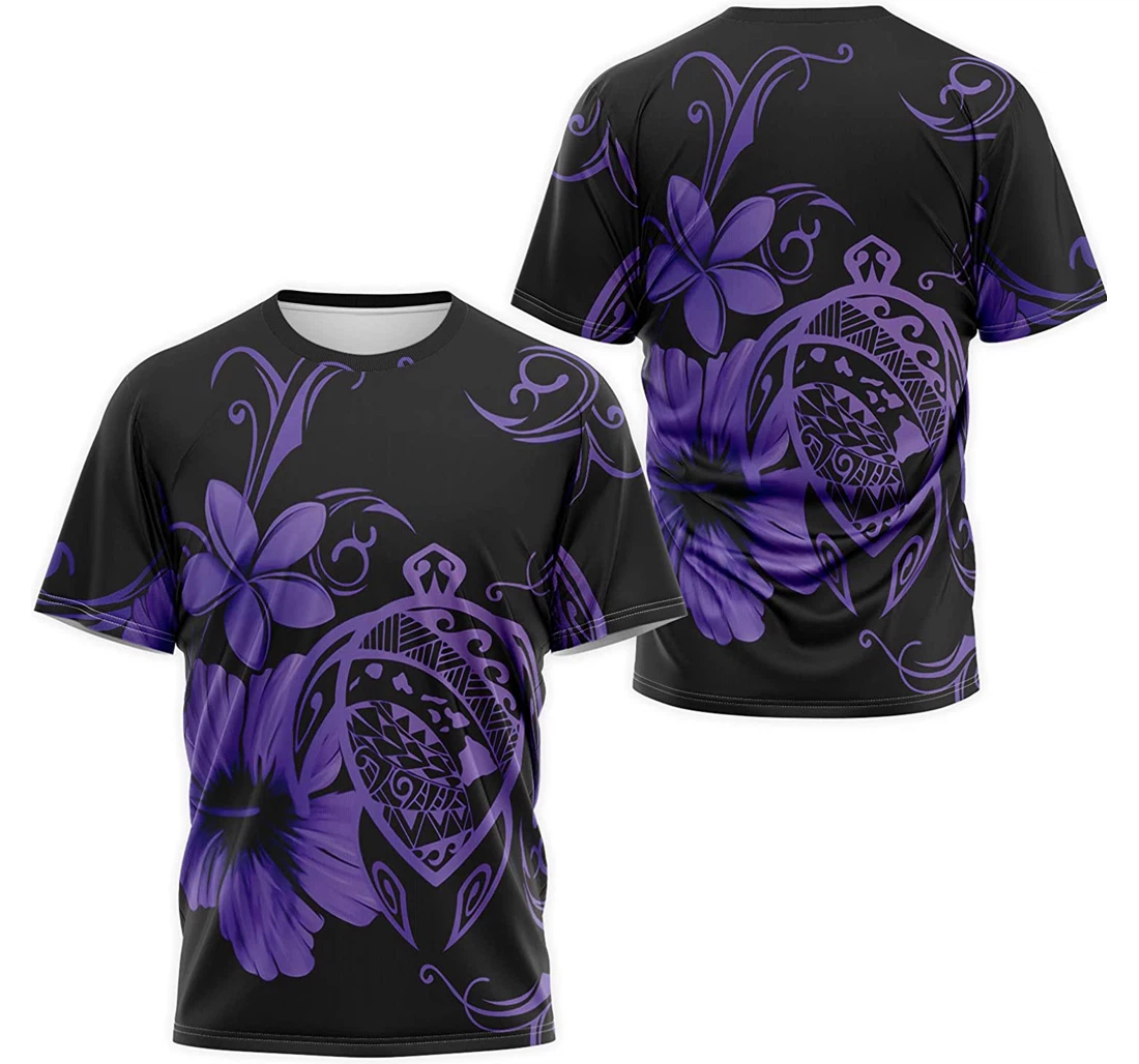 T-Shirt, Hoodie - Purple Flower Turtle Polynesian Pattern 3D Printed