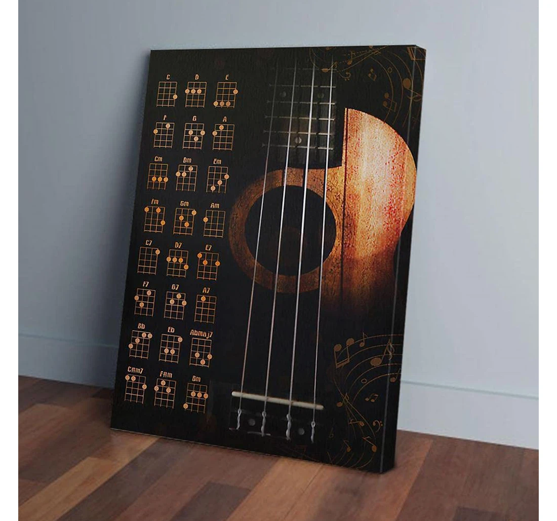 Poster, Canvas - Ukulele Vintage Gifts Print Framed Wall Art