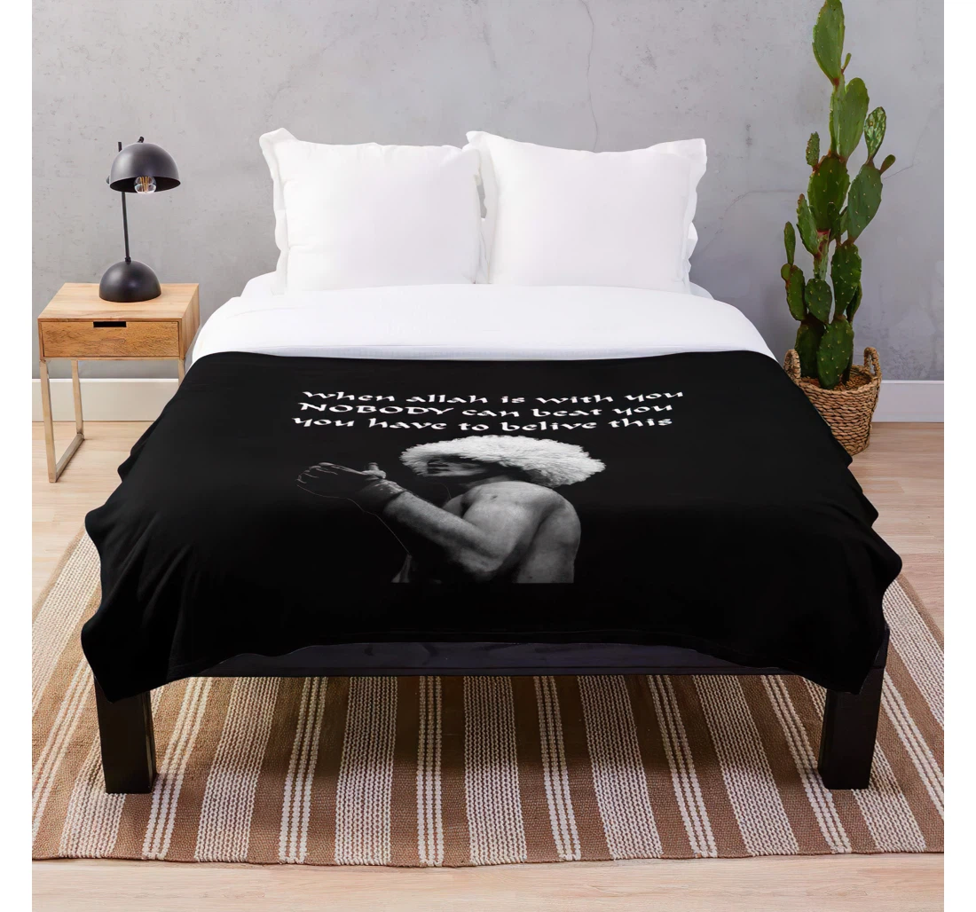 Throw Blanket, Quilt - Time Khabib Quotes Khabib_nurmagomedov Team Highlights Nurmagomedov Highlights With Unique Design - Customize Sherpa Fleece