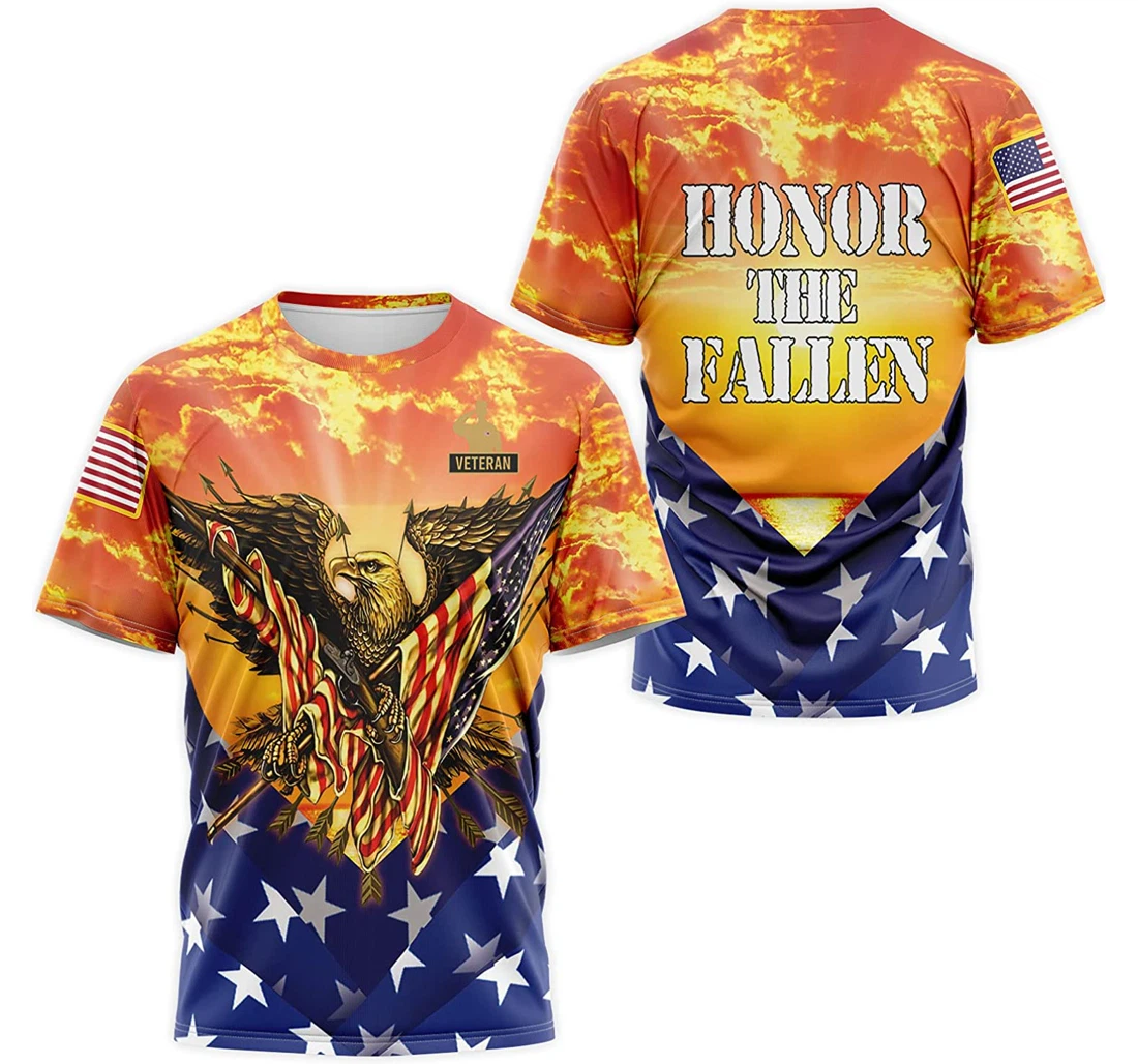 T-Shirt, Hoodie - Veteran Honor The Fallen Eagle American Flag 3D Printed