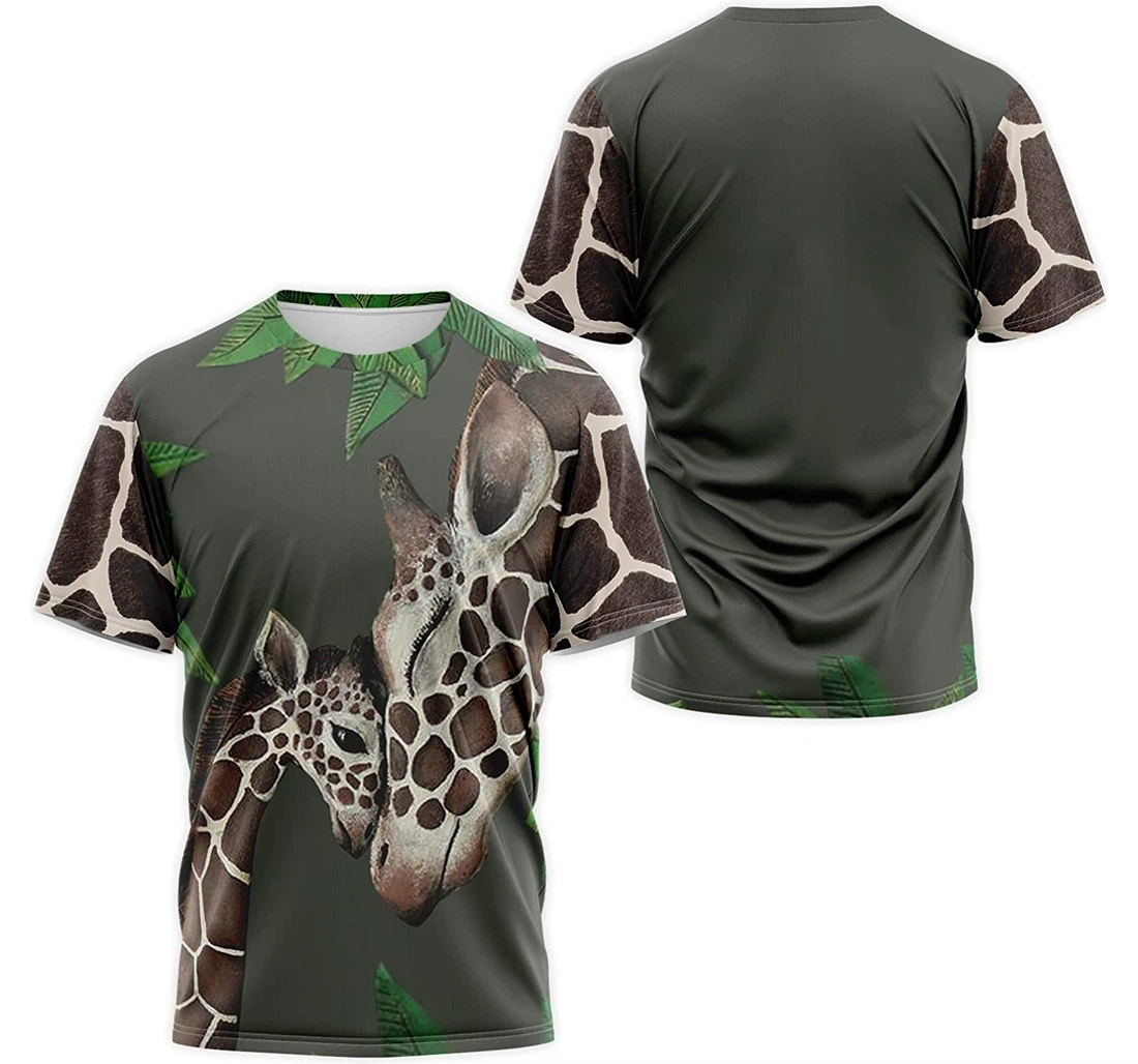 T-Shirt, Hoodie - Dark Brown Giraffe Mom Leaves 3D Printed
