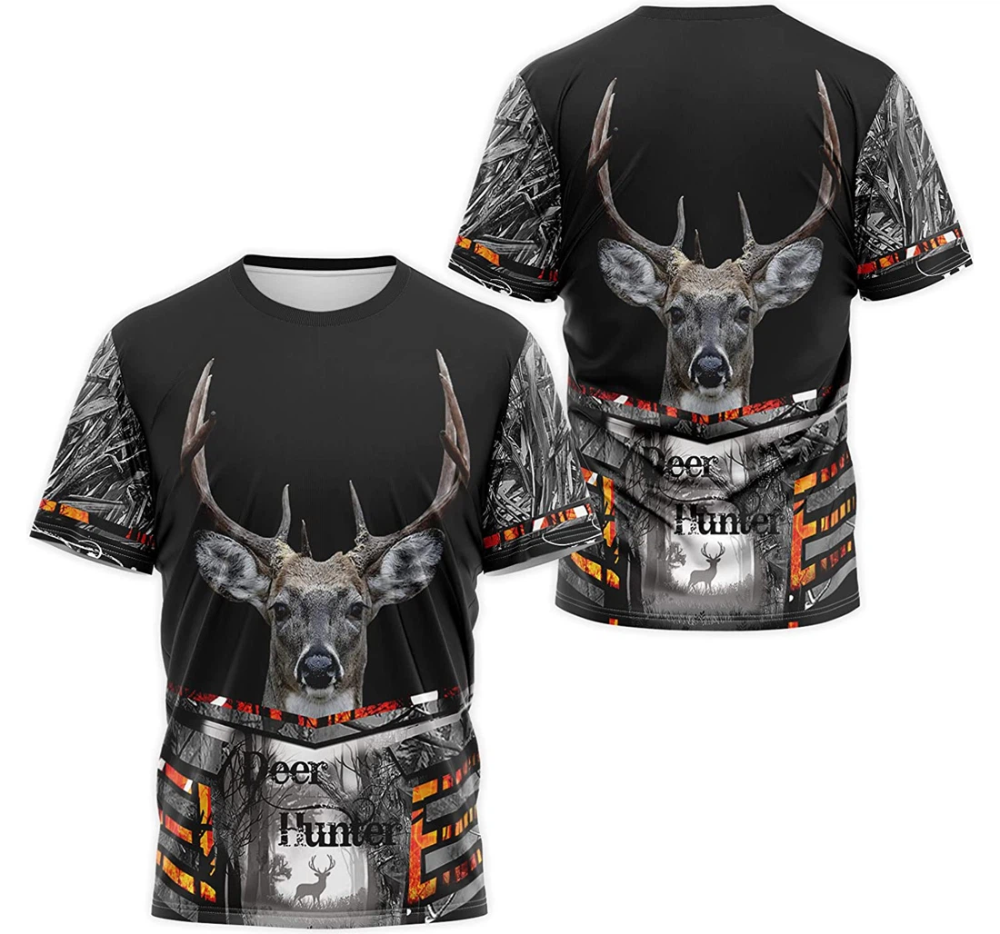 T-Shirt, Hoodie - Deer Face Hunting Gray Tree Camo 3D Printed