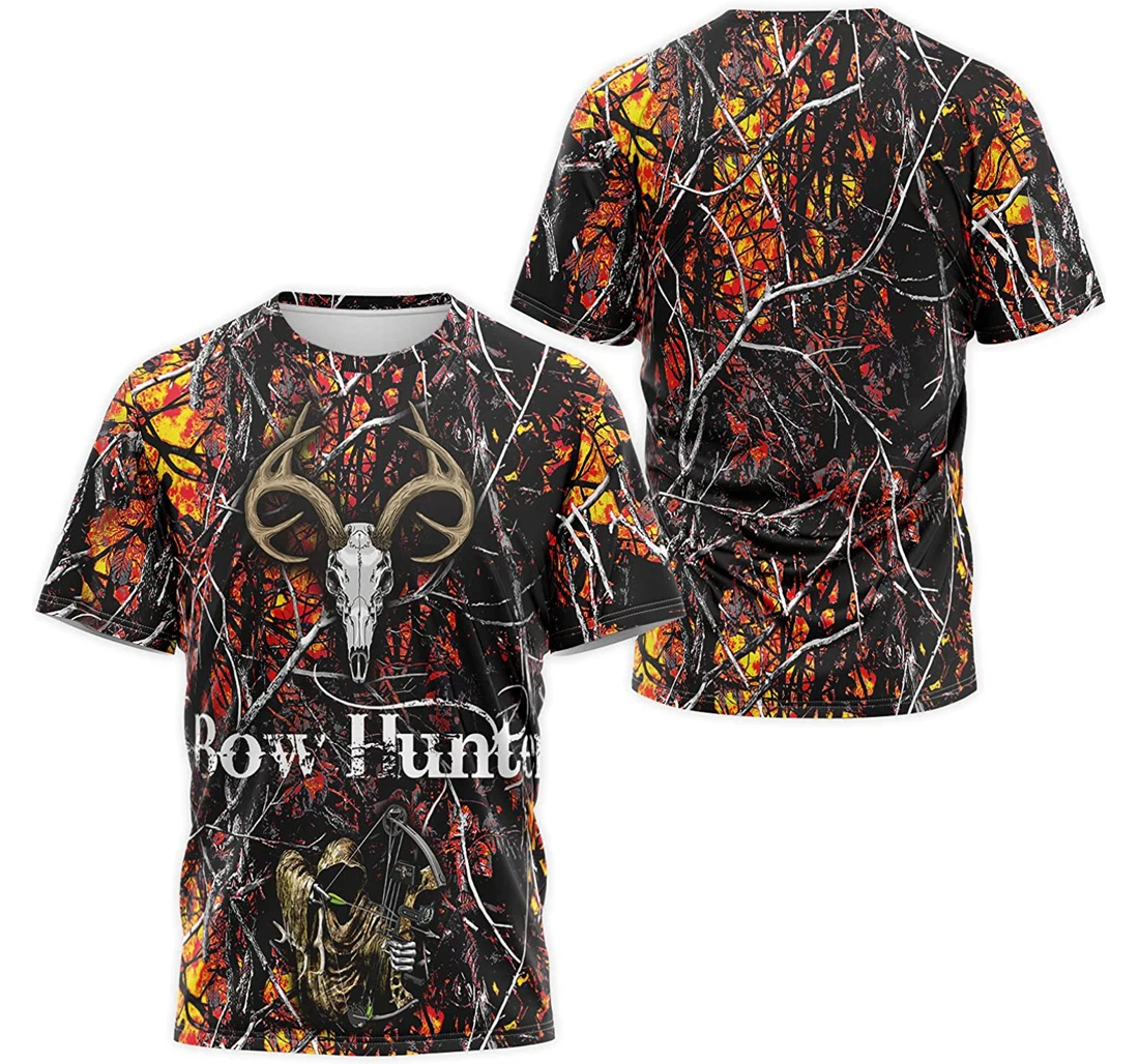 T-Shirt, Hoodie - Skull Deer Reaper Bow Hunter Tree Camo 3D Printed