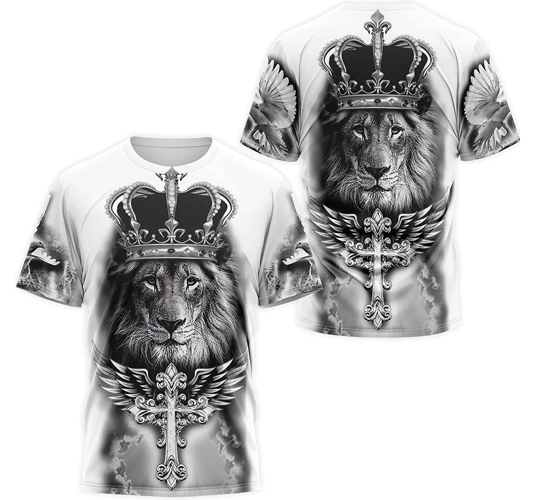 T-Shirt, Hoodie - Lion The King Crown Christ Jesus 3D Printed