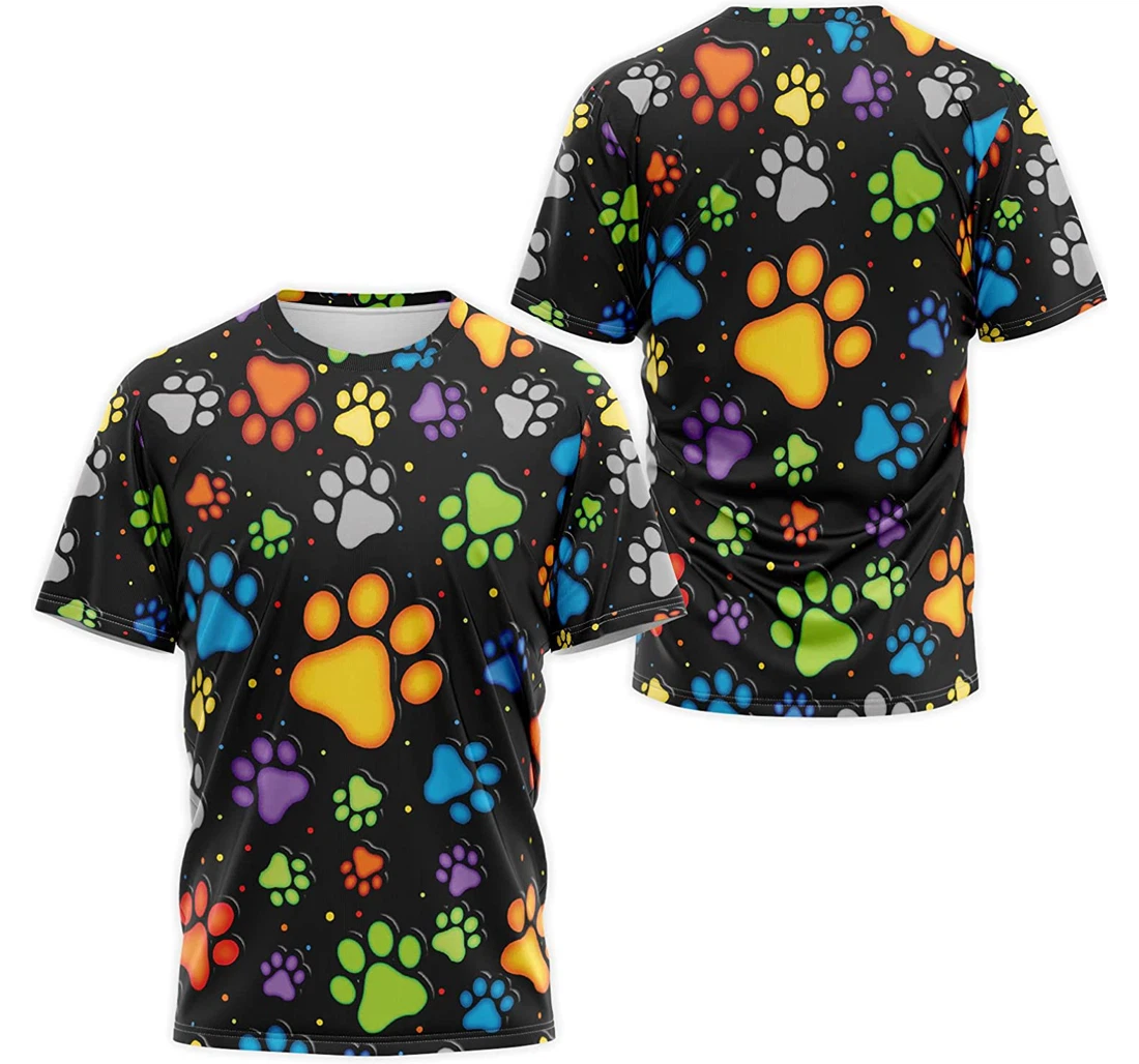 T-Shirt, Hoodie - Multicolor Dog Paw 3D Printed