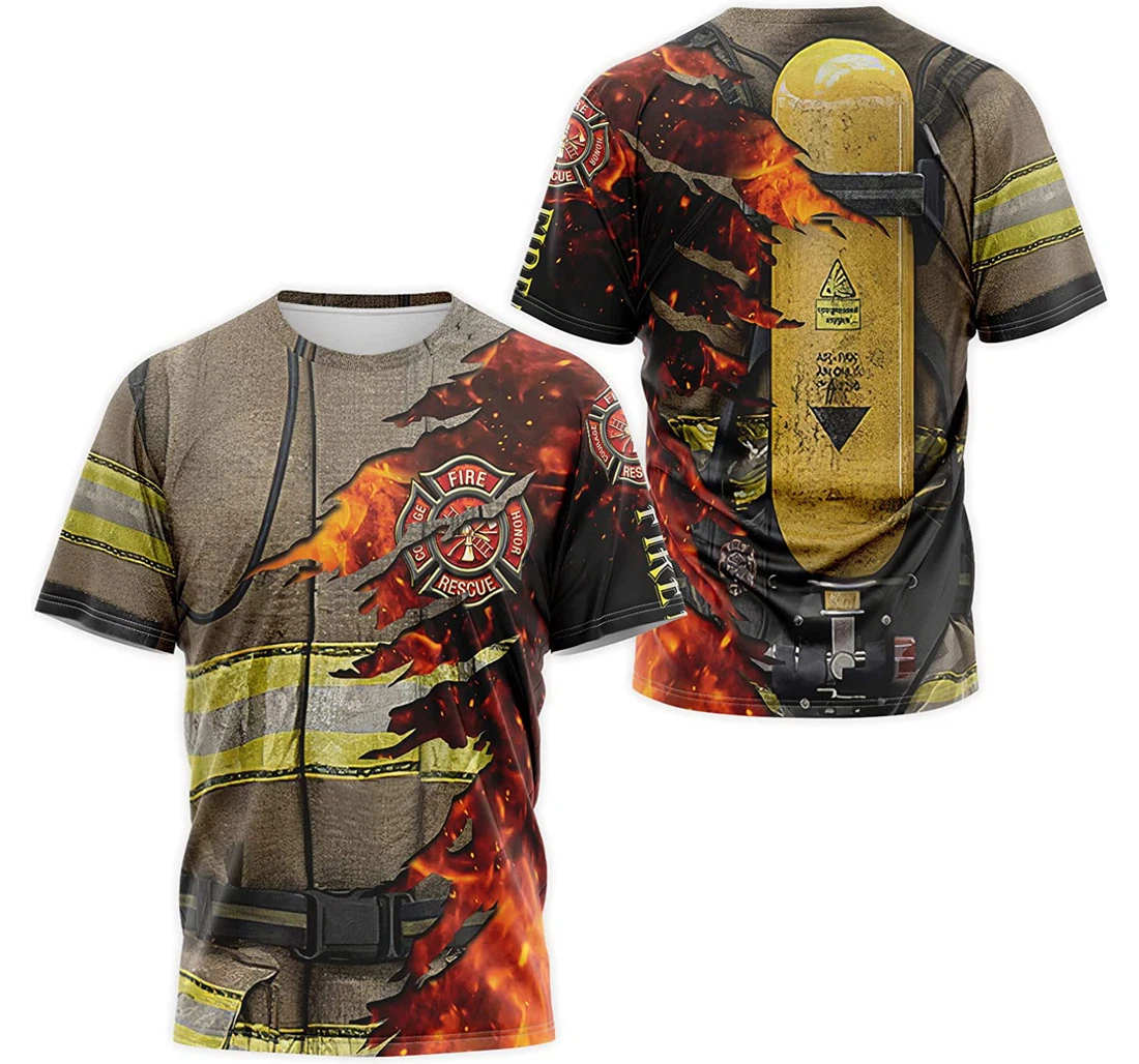 T-Shirt, Hoodie - Firefighter Tattered Costume 3D Printed