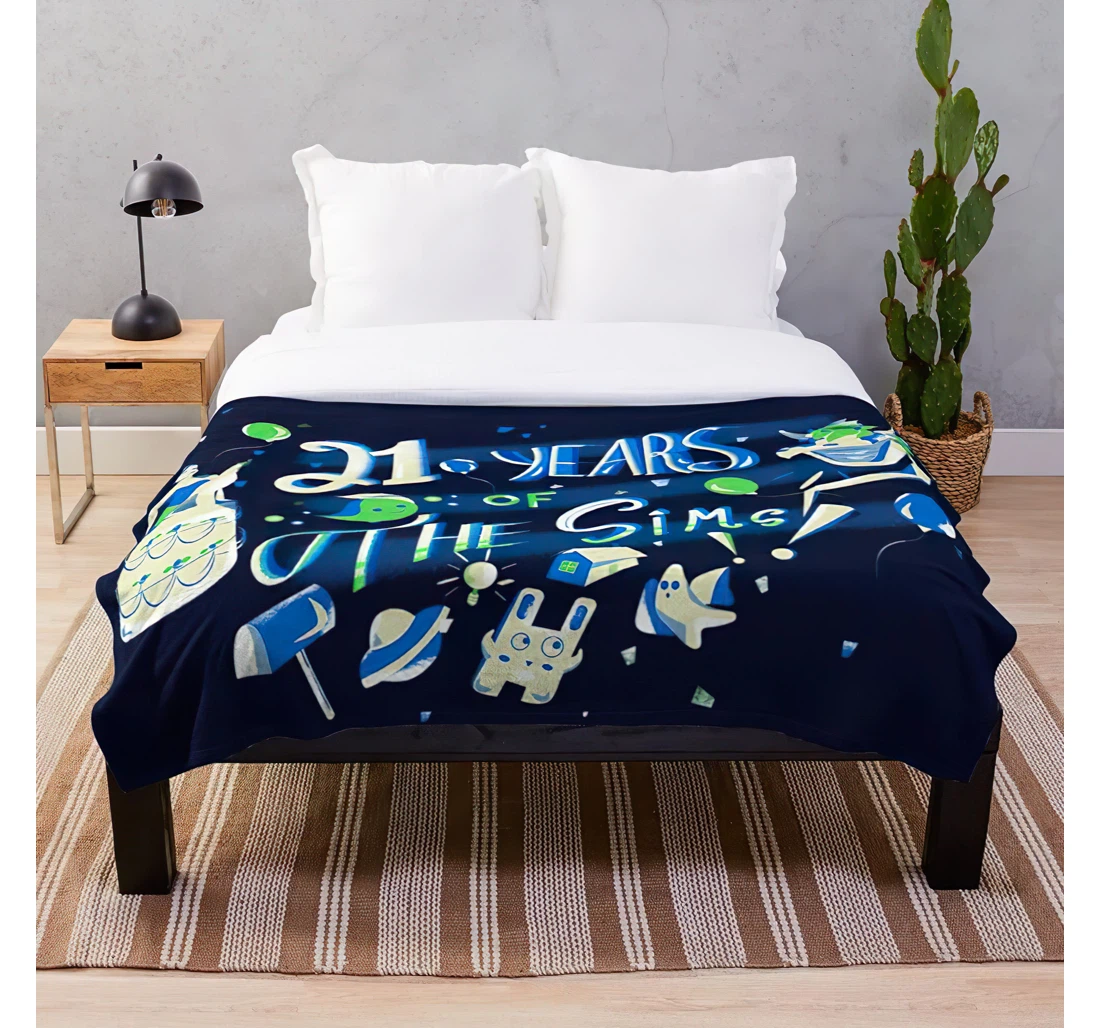 Throw Blanket, Quilt - Typography Gaming Video Lettering Quotes Art Letter The Games Sims Customize Sherpa Fleece