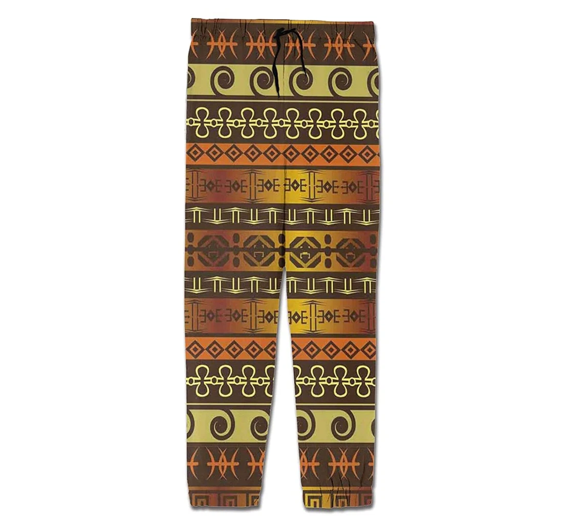 Personalized Primitive Indigenous Geometric Traditional Sweatpants, Joggers Pants With Drawstring For Men, Women