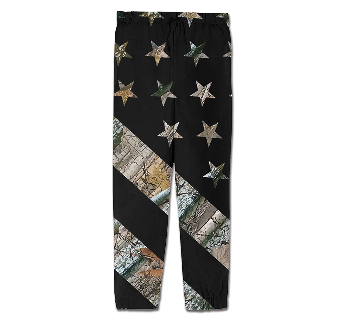 Personalized Casual Hunting Camouflage Flag Teens Sweatpants, Joggers Pants With Drawstring For Men, Women