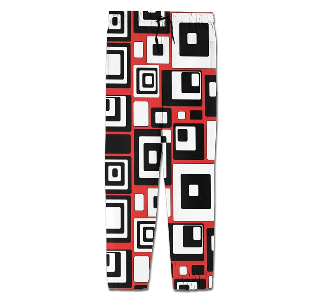 Personalized Casual Abstract Minimalist Geometric Figures Retro Teens Sweatpants, Joggers Pants With Drawstring For Men, Women