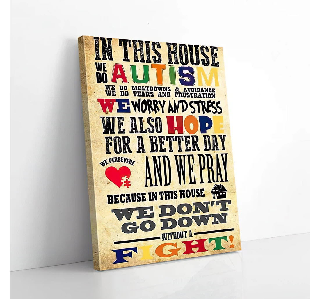 Poster, Canvas - In This House We Do Autism Gifts Print Framed Wall Art