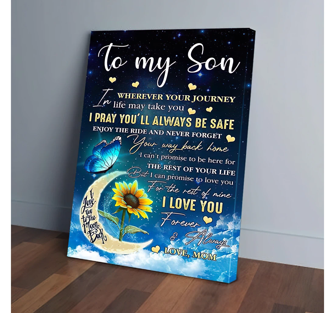 Poster, Canvas - To My Son Mom Butterfly Gifts Print Framed Wall Art