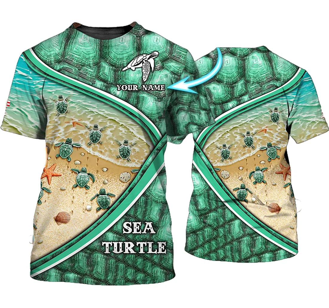 Personalized Sea Turtle - Baby Turtle On The Beach Shirts - 3D Printed T-shirt