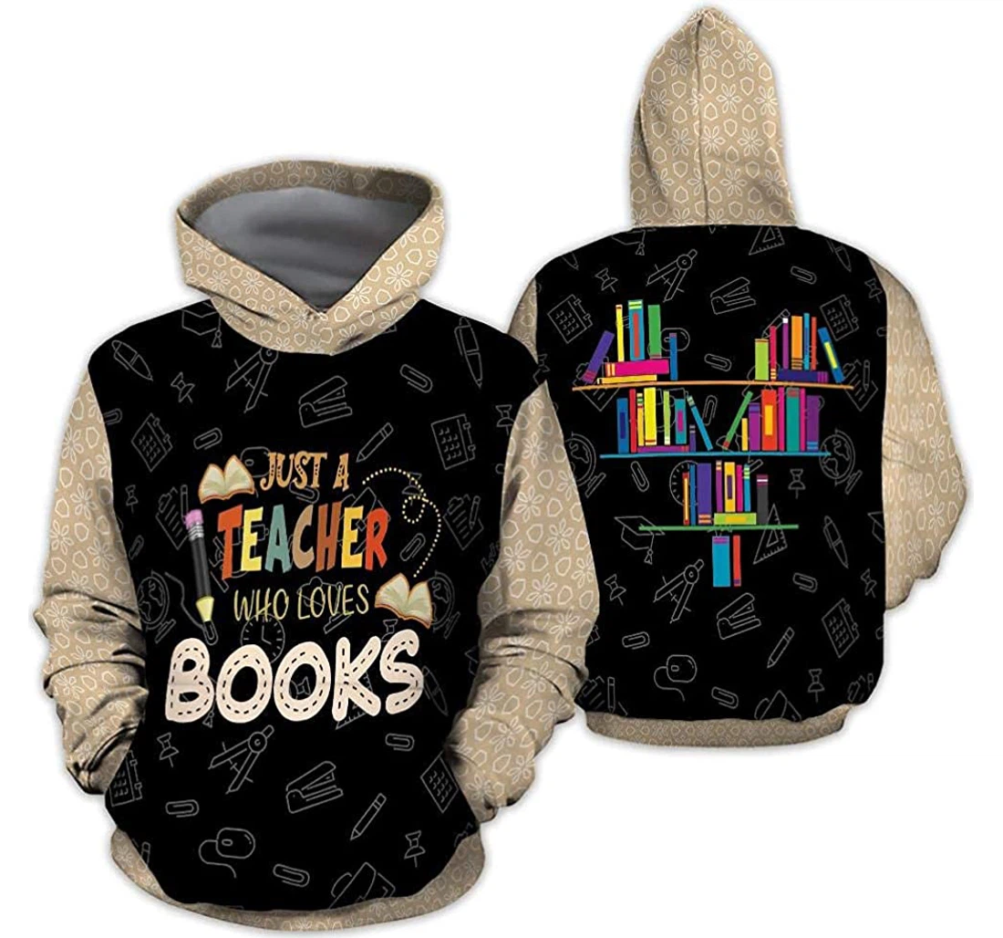 Personalized Teacher Books Lightweight Premium Sportwear Up - 3D Printed Pullover Hoodie