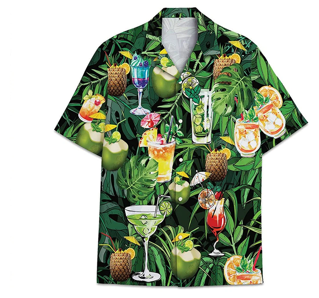 Personalized Cocktail Bartender Margarita Pattern Short Tall Hawaiian Shirt, Button Up Aloha Shirt For Men, Women