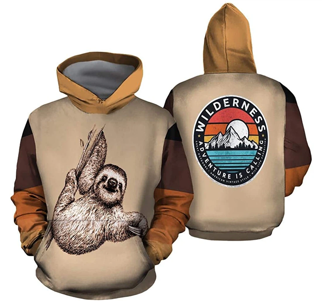 Personalized Sloth Camping Lightweight Premium Sportwear Up - 3D Printed Pullover Hoodie