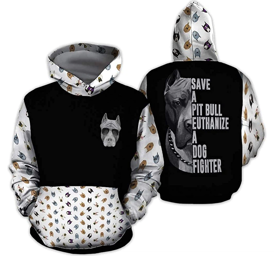 Personalized Pibull Dog Fighter Lightweight Premium Sportwear Up - 3D Printed Pullover Hoodie