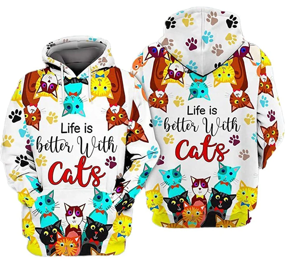 Personalized Beautiful Life Is Better With Cats Art Lightweight Premium Sportwear Up - 3D Printed Pullover Hoodie