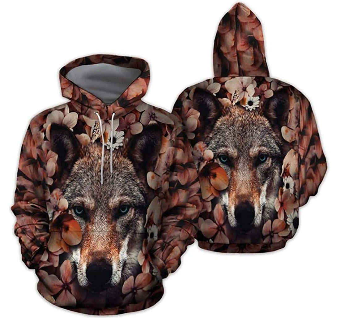 Personalized Floral Wolf Lovers Lightweight Premium Sportwear Up - 3D Printed Pullover Hoodie