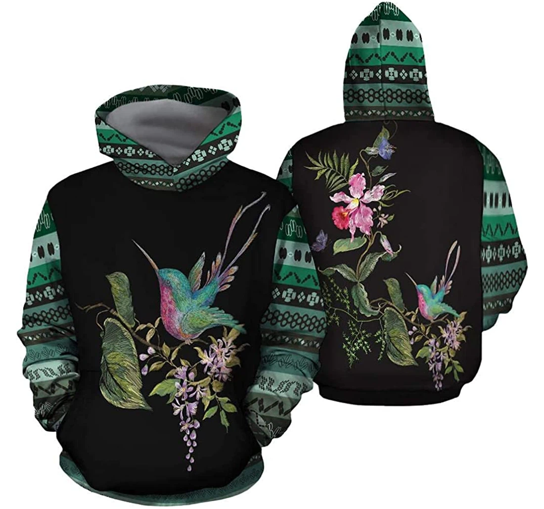 Personalized Hummingbird Green Forest Pattern Lightweight Premium Sportwear Up - 3D Printed Pullover Hoodie