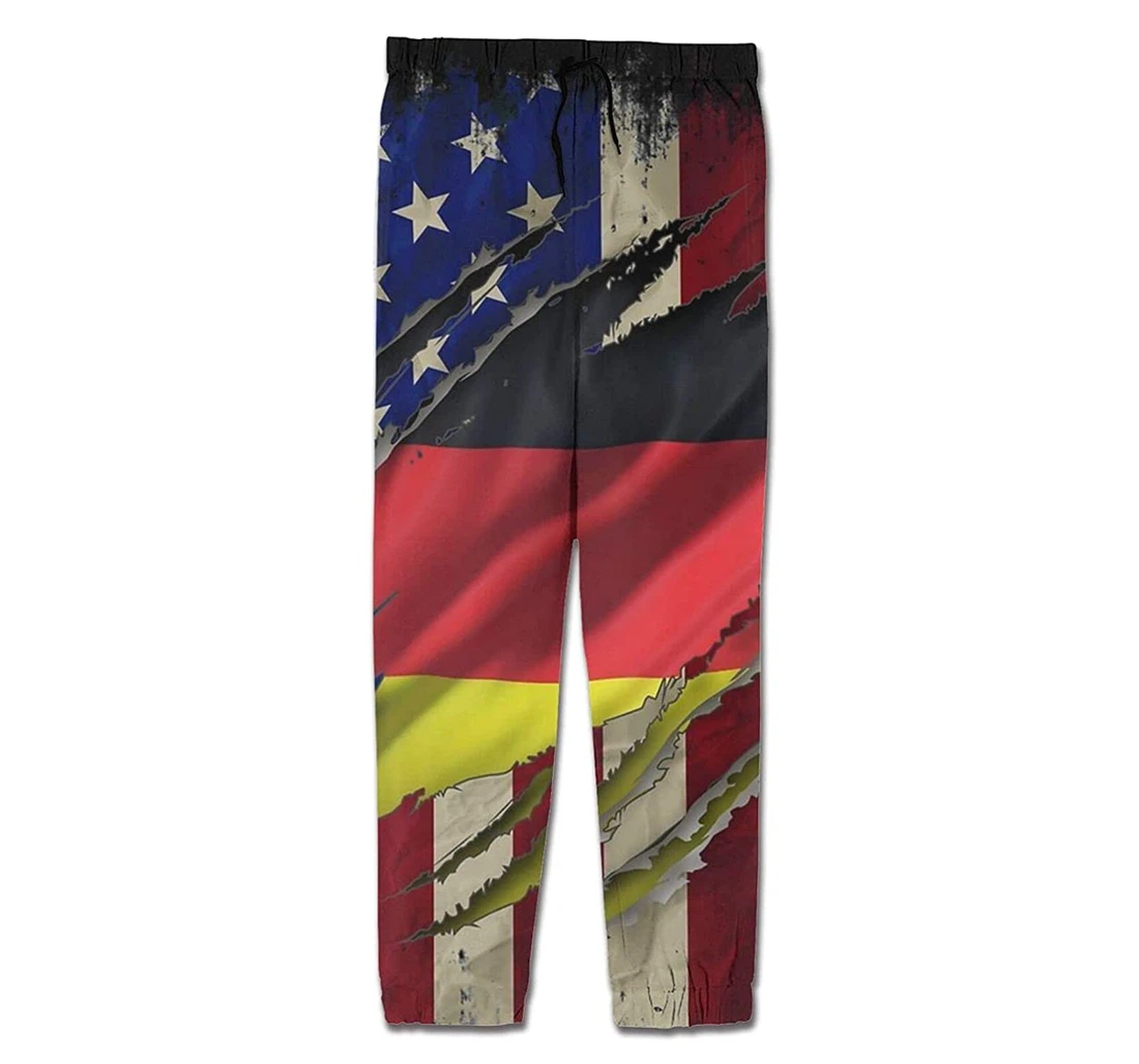 Personalized Casual Old Rusty German Flag American Flag Usa Sweatpants, Joggers Pants With Drawstring For Men, Women