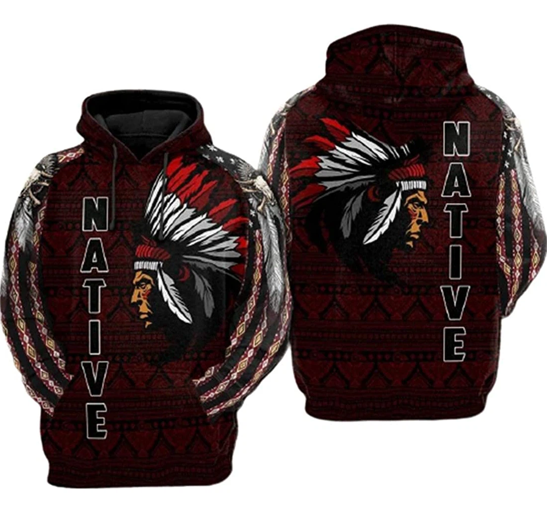 Personalized Native American Native Pattern Fleece Lightweight Premium Sportwear Up - 3D Printed Pullover Hoodie