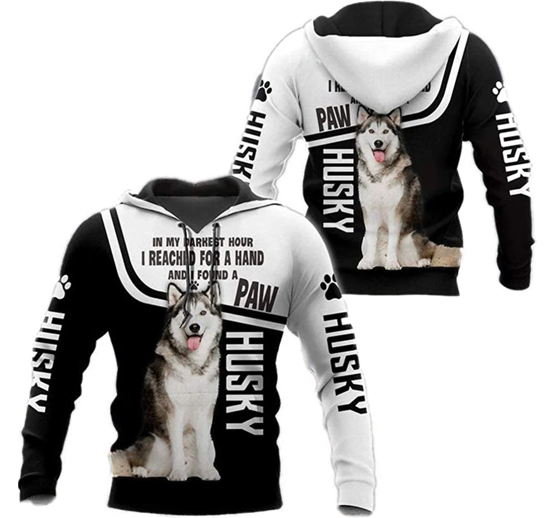 Personalized Husky Paw Lovers Lightweight Premium Sportwear Up - 3D Printed Pullover Hoodie