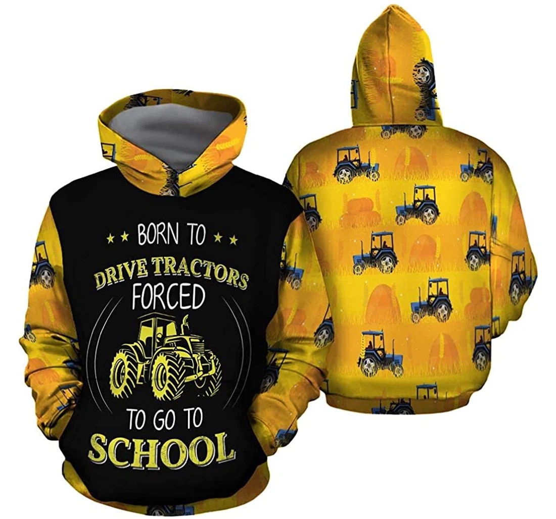 Personalized Born To Drive Tractor Lightweight Premium Sportwear Up - 3D Printed Pullover Hoodie