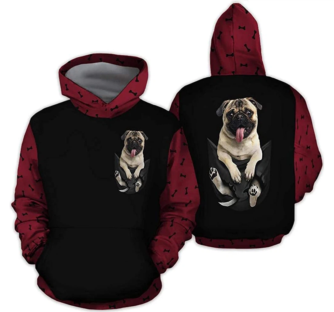 Personalized Bulldog In Pocket Lightweight Premium Sportwear Up - 3D Printed Pullover Hoodie