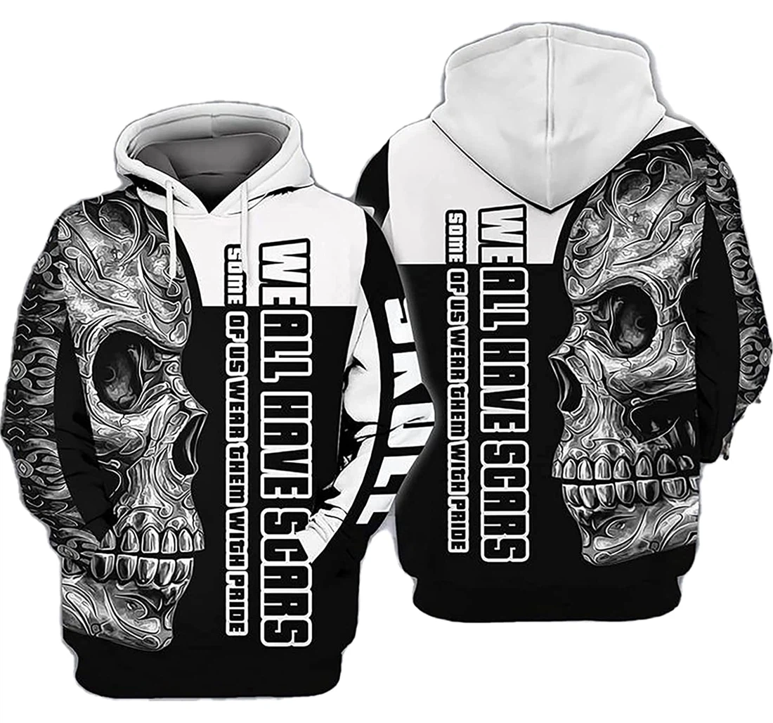 Personalized Pride Skull Never Fade Design Lightweight Premium Sportwear Up - 3D Printed Pullover Hoodie