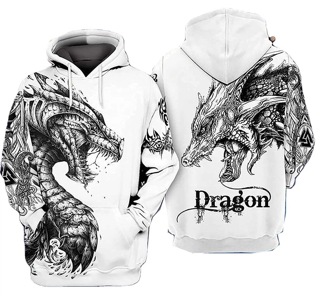 Personalized Tattoo And Dungeon Dragon Yin And Yang Lightweight Premium Sportwear Up - 3D Printed Pullover Hoodie