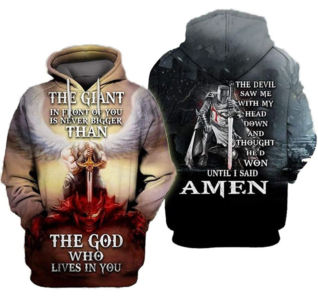 Personalized Amen Knight Templar Lightweight Premium Sportwear Up - 3D Printed Pullover Hoodie